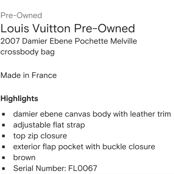 Louis Vuitton Damier Ebene Pochette Melville Crossbody Shoulder Bag - Picture 13 of 13